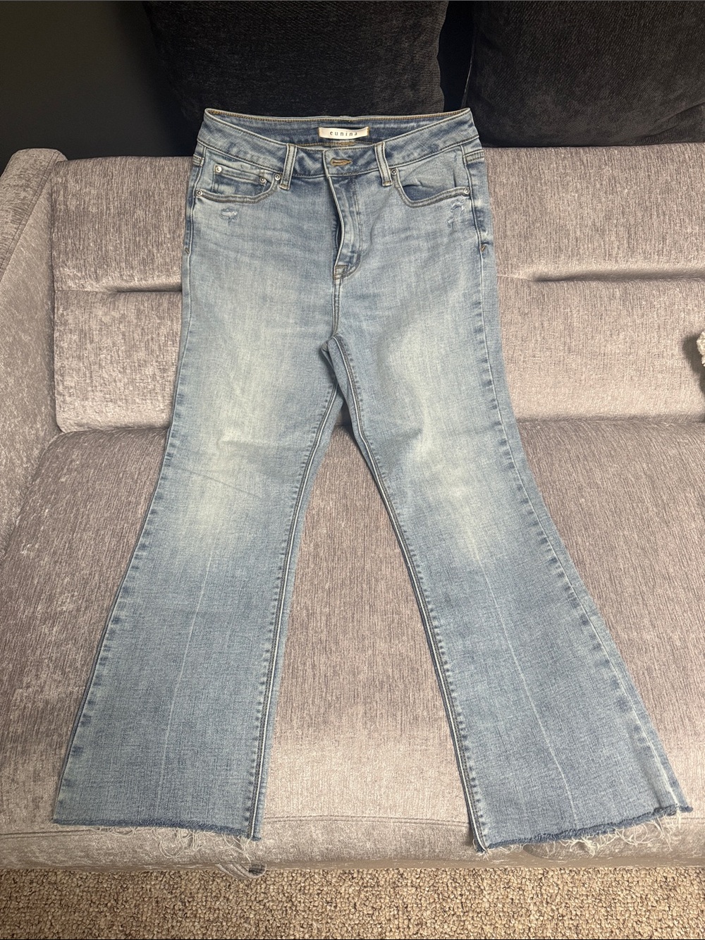 eunina Light Blue Flare Jeans - Cropped Ankle